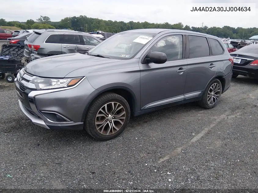 2018 Mitsubishi Outlander Es VIN: JA4AD2A30JJ004634 Lot: 45686901