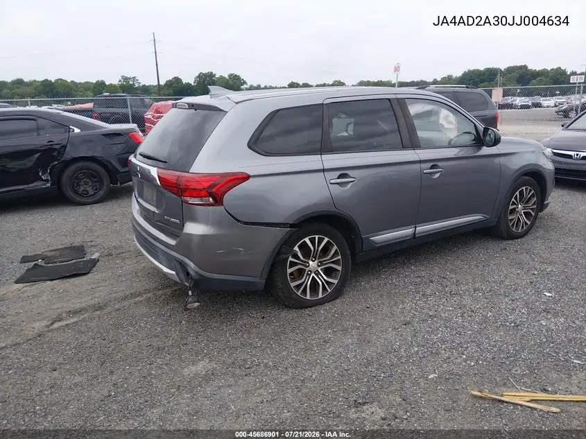 2018 Mitsubishi Outlander Es VIN: JA4AD2A30JJ004634 Lot: 45686901