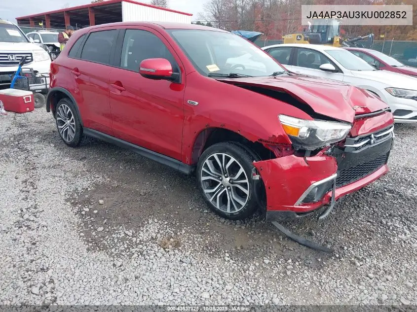 JA4AP3AU3KU002852 2019 Mitsubishi Outlander Sport 2.0 Es