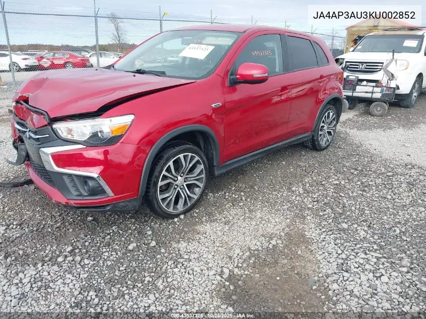 JA4AP3AU3KU002852 2019 Mitsubishi Outlander Sport 2.0 Es