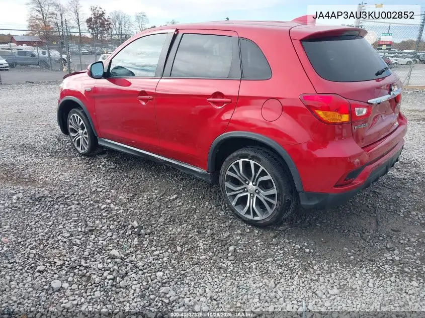 JA4AP3AU3KU002852 2019 Mitsubishi Outlander Sport 2.0 Es