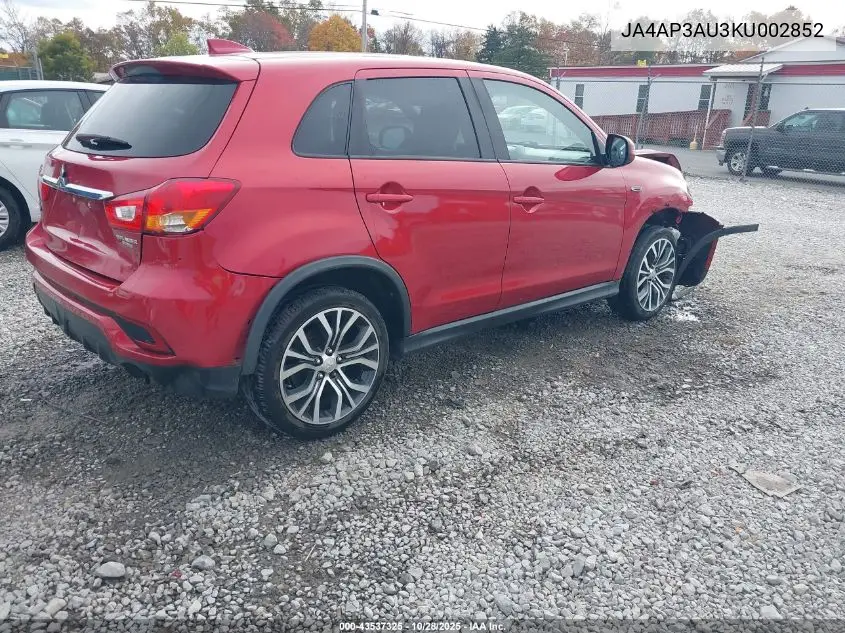JA4AP3AU3KU002852 2019 Mitsubishi Outlander Sport 2.0 Es