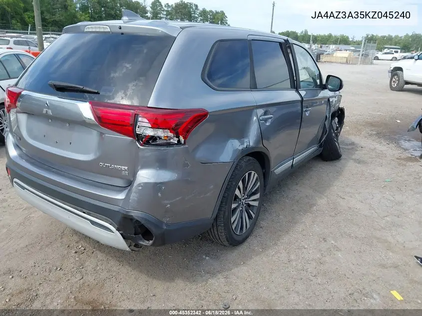 2019 Mitsubishi Outlander Se VIN: JA4AZ3A35KZ045240 Lot: 45352342