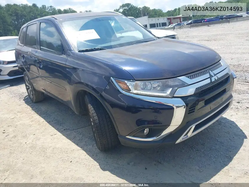 2019 Mitsubishi Outlander Sel VIN: JA4AD3A36KZ014593 Lot: 45536411