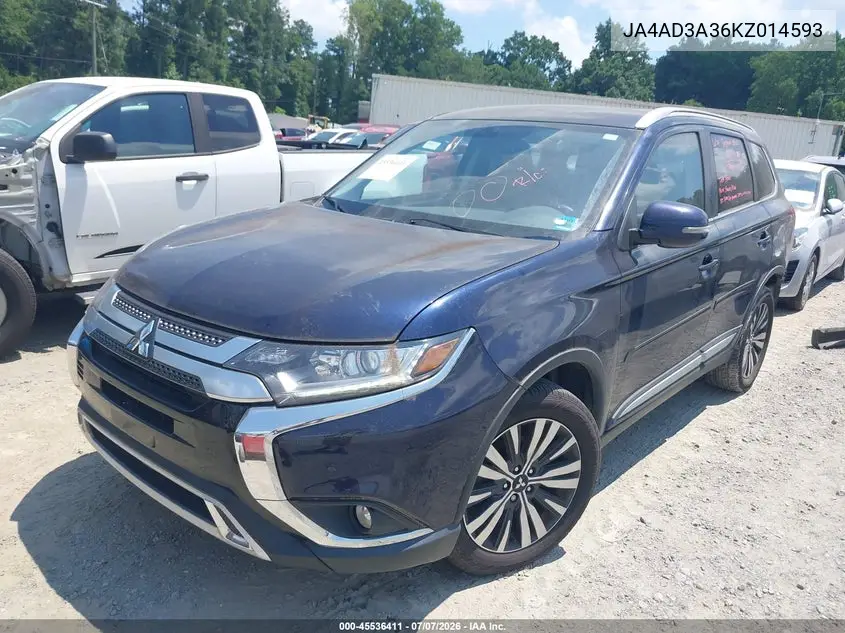 2019 Mitsubishi Outlander Sel VIN: JA4AD3A36KZ014593 Lot: 45536411
