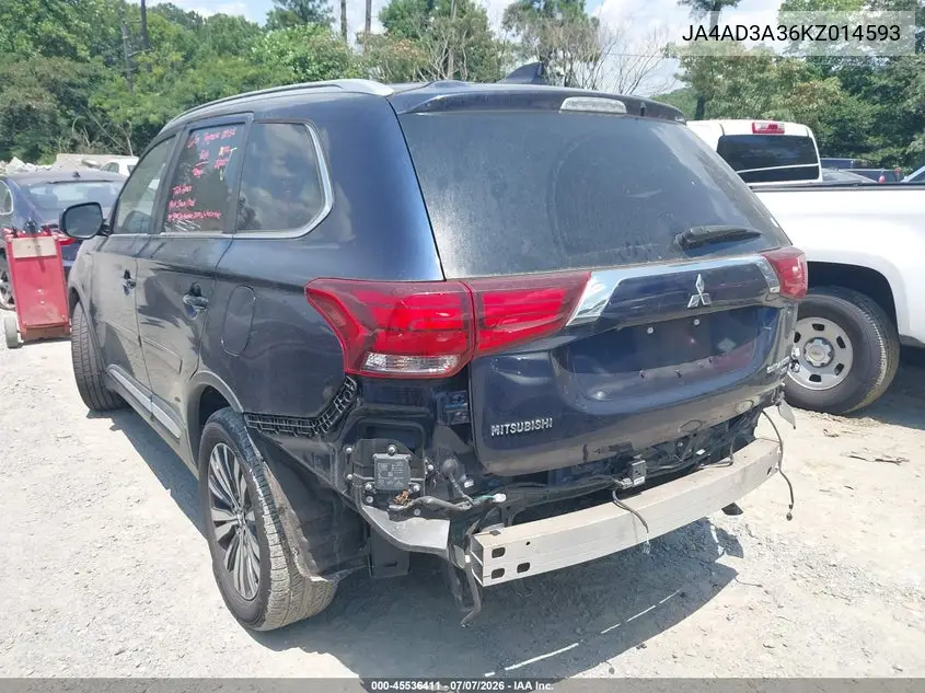 2019 Mitsubishi Outlander Sel VIN: JA4AD3A36KZ014593 Lot: 45536411