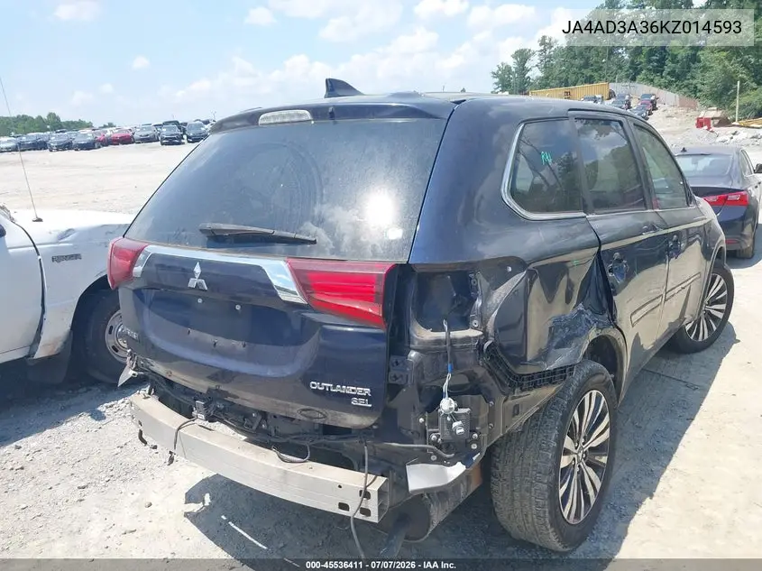 2019 Mitsubishi Outlander Sel VIN: JA4AD3A36KZ014593 Lot: 45536411