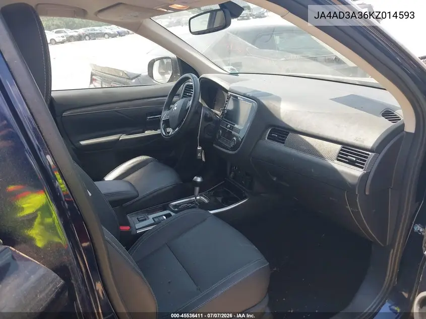 2019 Mitsubishi Outlander Sel VIN: JA4AD3A36KZ014593 Lot: 45536411