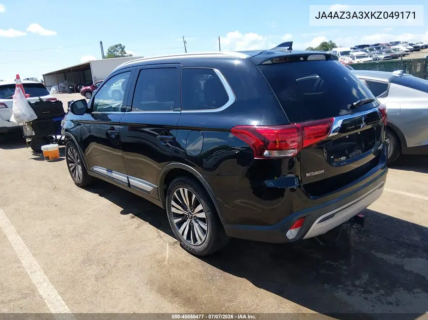 2019 Mitsubishi Outlander Sel VIN: JA4AZ3A3XKZ049171 Lot: 45550477