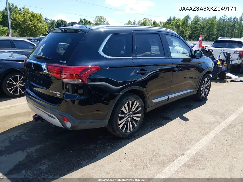 2019 Mitsubishi Outlander Sel VIN: JA4AZ3A3XKZ049171 Lot: 45550477