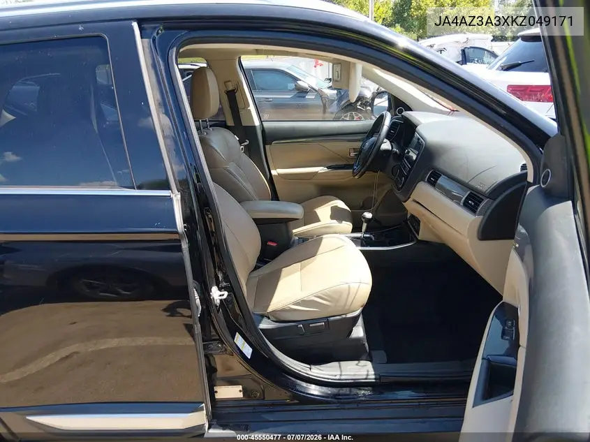 2019 Mitsubishi Outlander Sel VIN: JA4AZ3A3XKZ049171 Lot: 45550477