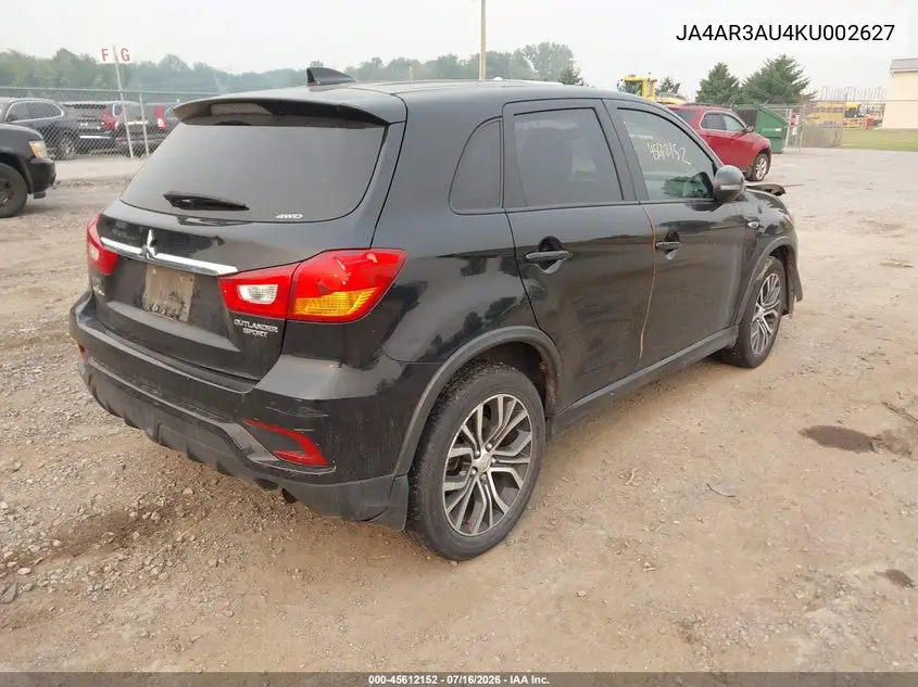 2019 Mitsubishi Outlander Sport 2.0 Es VIN: JA4AR3AU4KU002627 Lot: 45612152