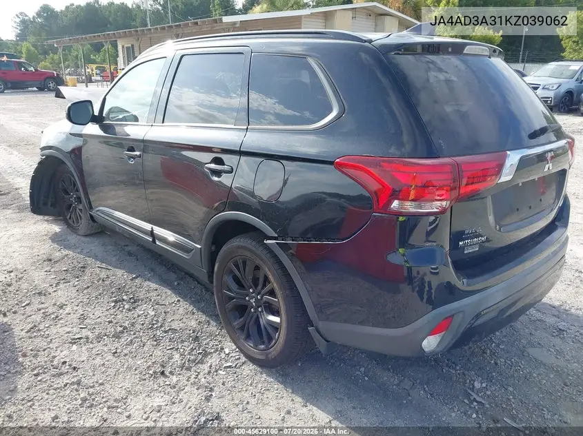 2019 Mitsubishi Outlander Le VIN: JA4AD3A31KZ039062 Lot: 45629100