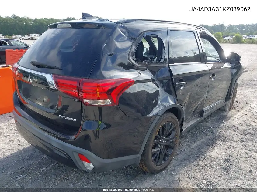 2019 Mitsubishi Outlander Le VIN: JA4AD3A31KZ039062 Lot: 45629100