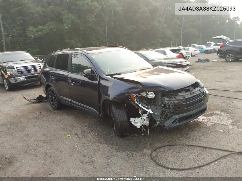 2019 Mitsubishi Outlander Le VIN: JA4AD3A38KZ025093 Lot: 45640175