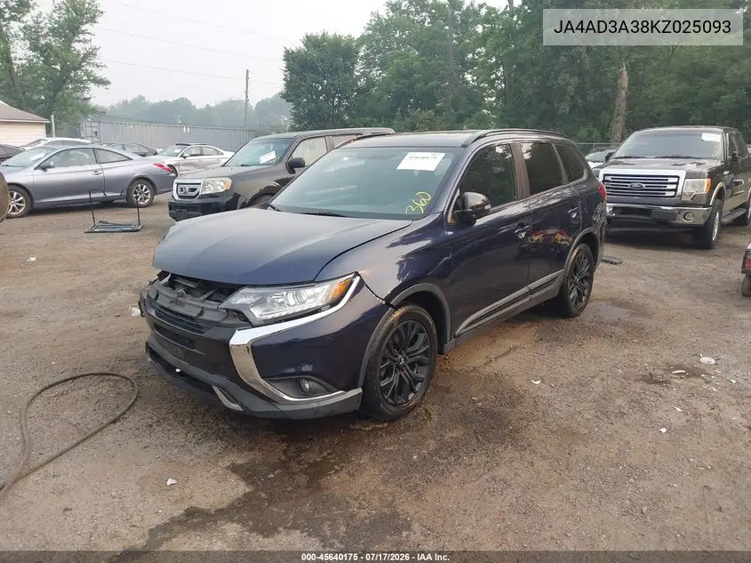 2019 Mitsubishi Outlander Le VIN: JA4AD3A38KZ025093 Lot: 45640175