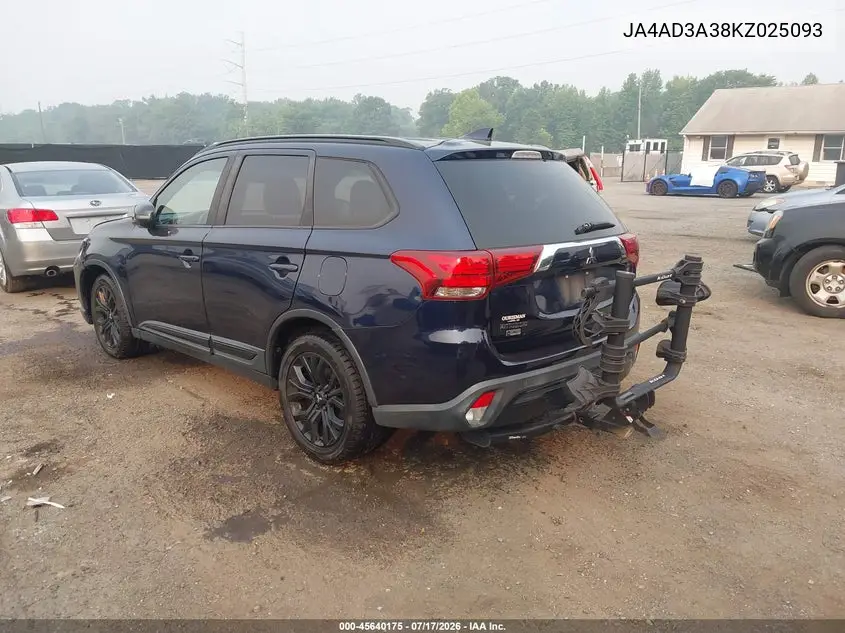 2019 Mitsubishi Outlander Le VIN: JA4AD3A38KZ025093 Lot: 45640175
