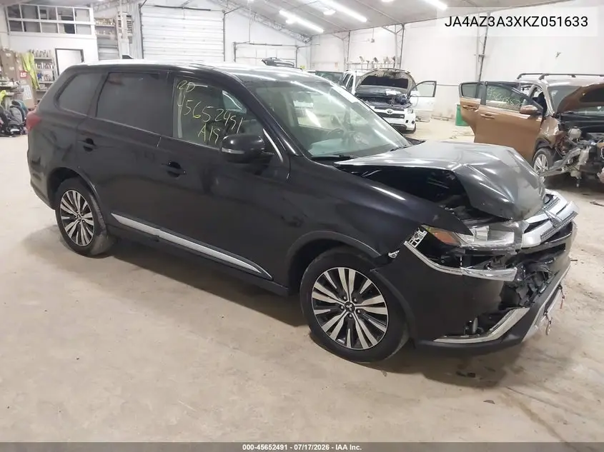 2019 Mitsubishi Outlander Se VIN: JA4AZ3A3XKZ051633 Lot: 45652491