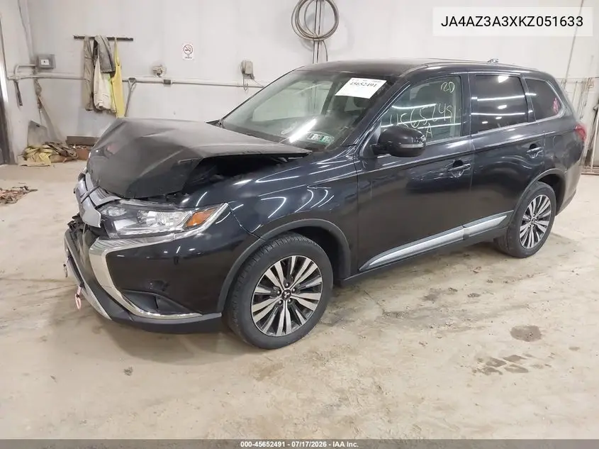 2019 Mitsubishi Outlander Se VIN: JA4AZ3A3XKZ051633 Lot: 45652491