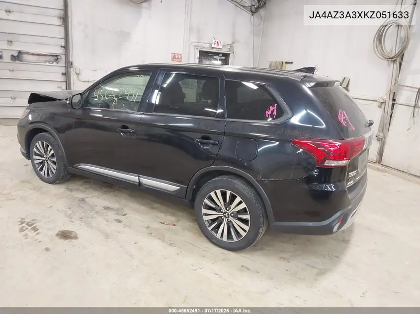 2019 Mitsubishi Outlander Se VIN: JA4AZ3A3XKZ051633 Lot: 45652491