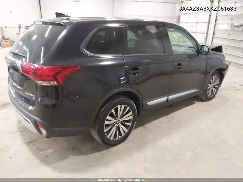 2019 Mitsubishi Outlander Se VIN: JA4AZ3A3XKZ051633 Lot: 45652491