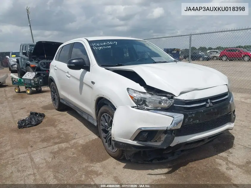 2019 Mitsubishi Outlander Sport 2.0 Le VIN: JA4AP3AUXKU018398 Lot: 45666369