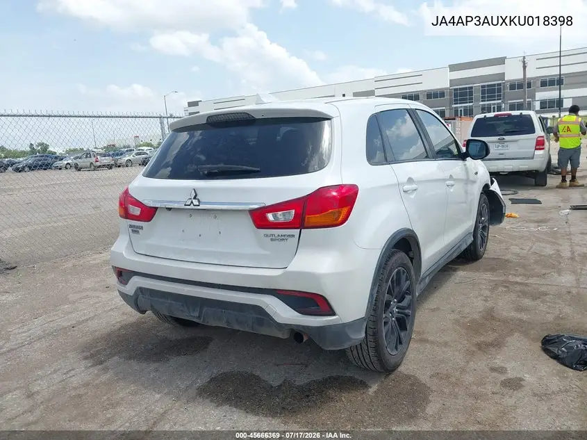 2019 Mitsubishi Outlander Sport 2.0 Le VIN: JA4AP3AUXKU018398 Lot: 45666369