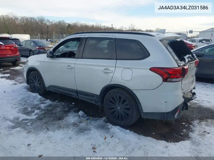 JA4AD3A34LZ031586 2020 Mitsubishi Outlander Le 2.4/Se 2.4/Sel 2.4/Sp 2.4