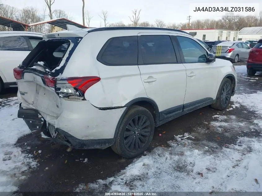 JA4AD3A34LZ031586 2020 Mitsubishi Outlander Le 2.4/Se 2.4/Sel 2.4/Sp 2.4