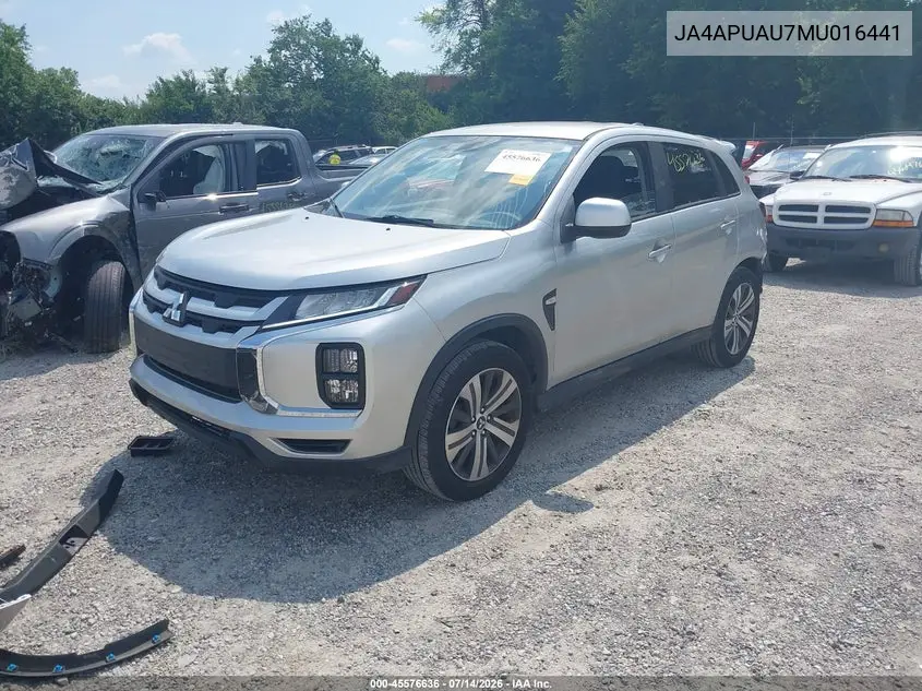 2021 Mitsubishi Outlander Sport 2.0 Be 2Wd/2.0 Es 2Wd/2.0 Le 2Wd/2.0 S 2Wd VIN: JA4APUAU7MU016441 Lot: 45576636