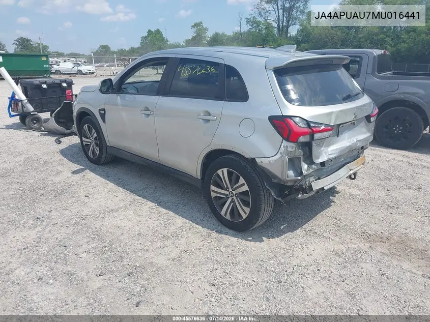 2021 Mitsubishi Outlander Sport 2.0 Be 2Wd/2.0 Es 2Wd/2.0 Le 2Wd/2.0 S 2Wd VIN: JA4APUAU7MU016441 Lot: 45576636