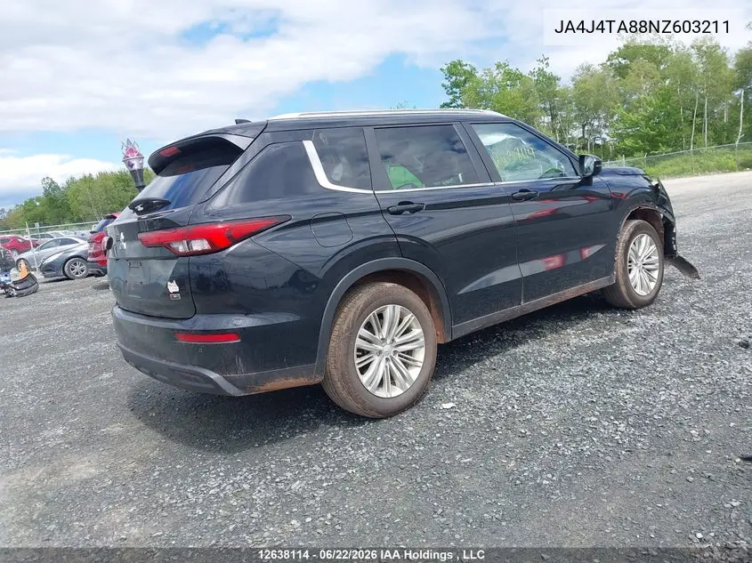 2022 Mitsubishi Outlander Es VIN: JA4J4TA88NZ603211 Lot: 12638114