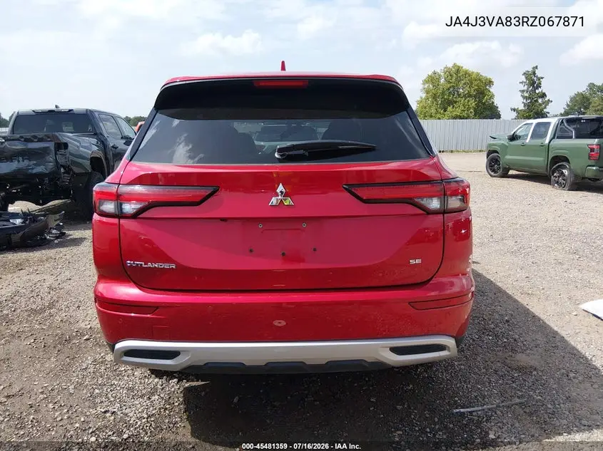 2024 Mitsubishi Outlander Se 2.5 2Wd/Se Black Edition S-Awc/Se Black Edition W/Pano Roof S-Awc VIN: JA4J3VA83RZ067871 Lot: 45481359