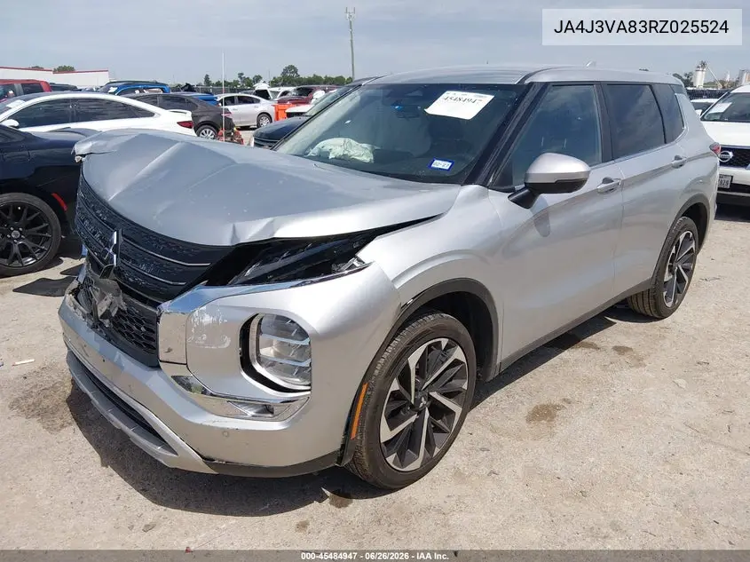 2024 Mitsubishi Outlander Se 2.5 2Wd/Se Black Edition S-Awc/Se Black Edition W/Pano Roof S-Awc VIN: JA4J3VA83RZ025524 Lot: 45484947