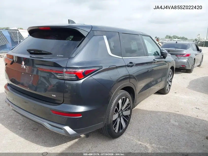 2025 Mitsubishi Outlander Se 2.5 S-Awc/Trail Edition S-Awc VIN: JA4J4VA85SZ022420 Lot: 45612178
