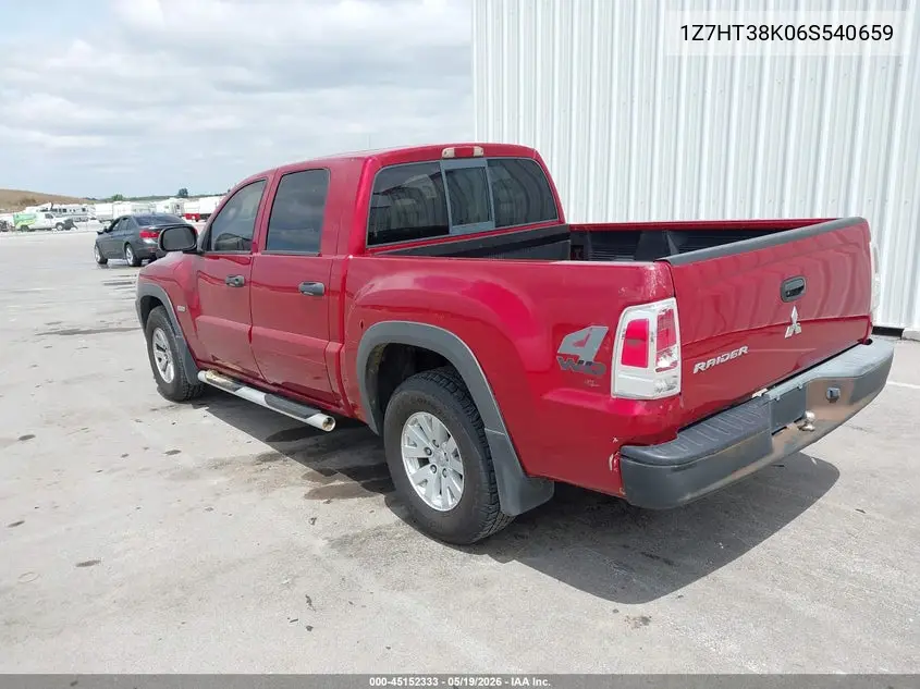 2006 Mitsubishi Raider Duro Cross V6 VIN: 1Z7HT38K06S540659 Lot: 45152333