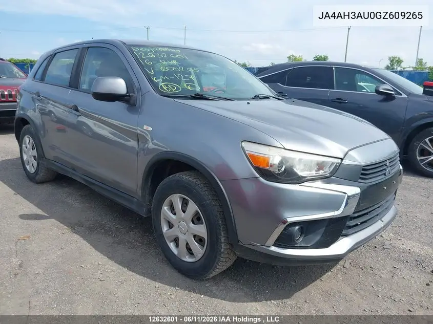 2016 Mitsubishi Rvr Se/Es VIN: JA4AH3AU0GZ609265 Lot: 12632601