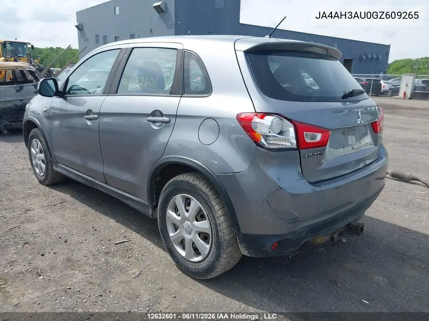 2016 Mitsubishi Rvr Se/Es VIN: JA4AH3AU0GZ609265 Lot: 12632601