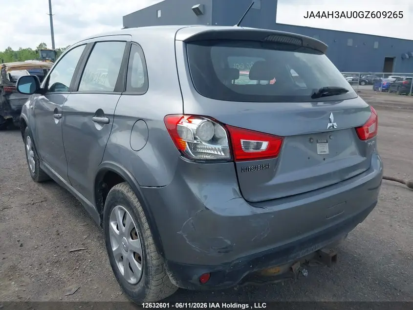 2016 Mitsubishi Rvr Se/Es VIN: JA4AH3AU0GZ609265 Lot: 12632601