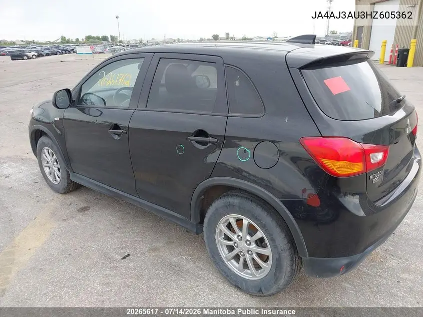 2017 Mitsubishi Rvr Se VIN: JA4AJ3AU3HZ605362 Lot: 20265617