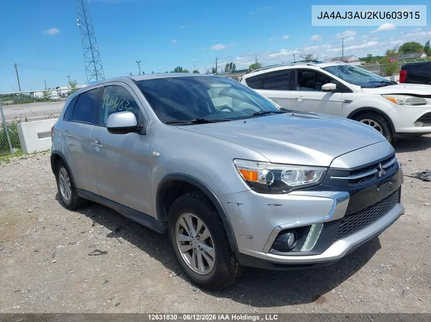 2019 Mitsubishi Rvr Se/Se Black Edition/Se Limited Edition VIN: JA4AJ3AU2KU603915 Lot: 12631830