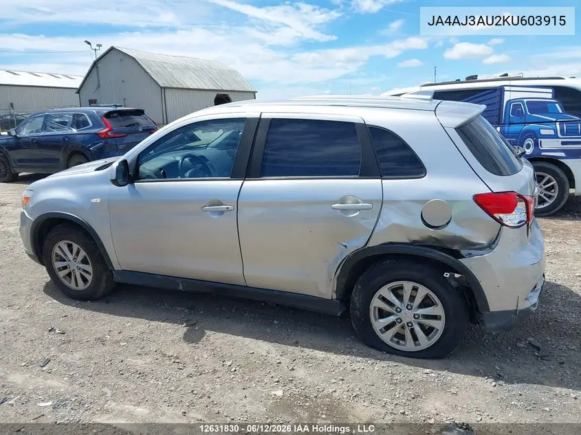 2019 Mitsubishi Rvr Se/Se Black Edition/Se Limited Edition VIN: JA4AJ3AU2KU603915 Lot: 12631830