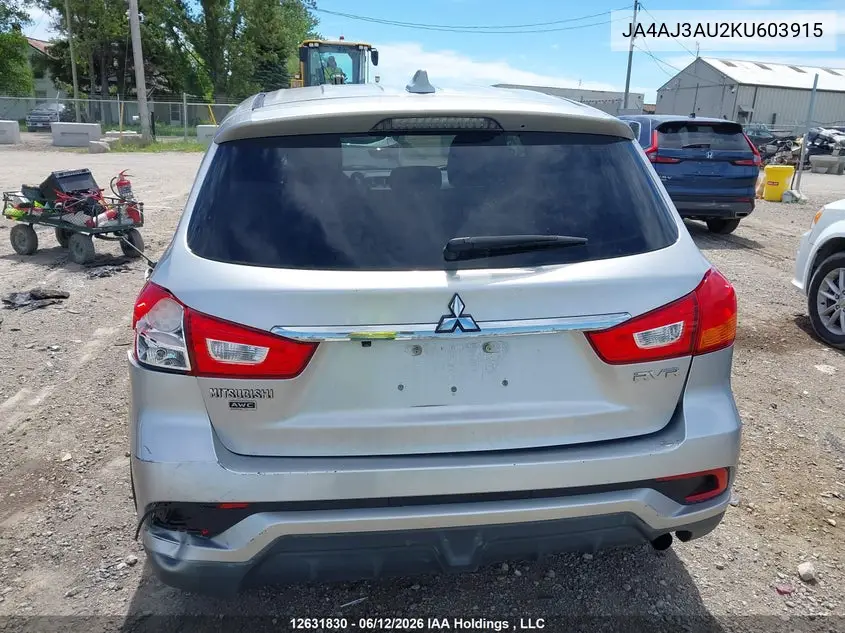 2019 Mitsubishi Rvr Se/Se Black Edition/Se Limited Edition VIN: JA4AJ3AU2KU603915 Lot: 12631830