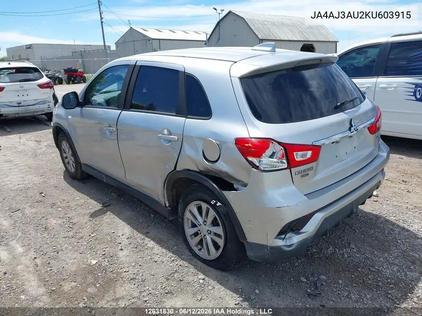 2019 Mitsubishi Rvr Se/Se Black Edition/Se Limited Edition VIN: JA4AJ3AU2KU603915 Lot: 12631830