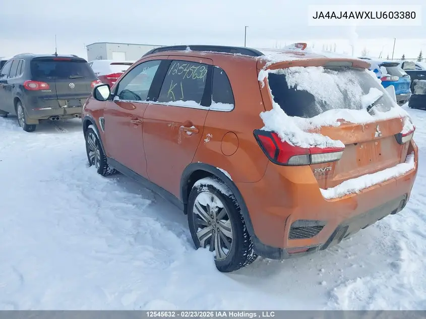 2020 Mitsubishi Rvr Se/Sel/Limited/Gt VIN: JA4AJ4AWXLU603380 Lot: 12545632