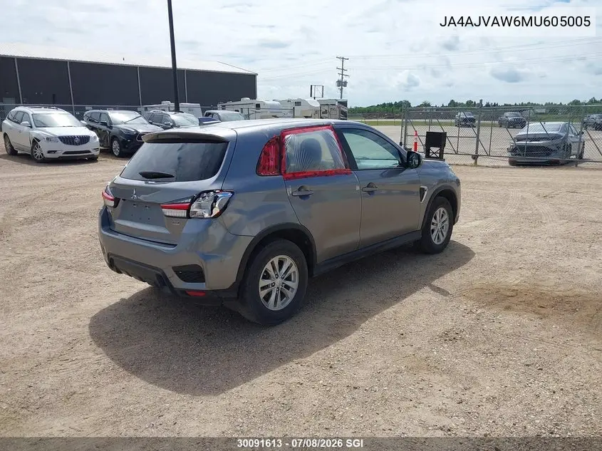 2021 Mitsubishi Rvr Se/Sel/Le/Gt VIN: JA4AJVAW6MU605005 Lot: 30091613