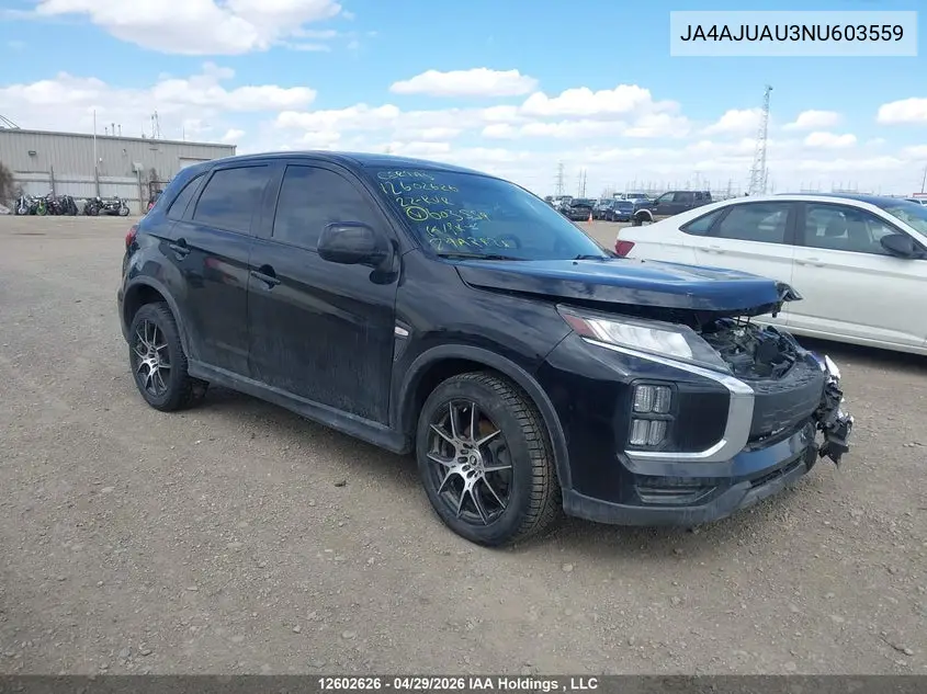 2022 Mitsubishi Rvr Es VIN: JA4AJUAU3NU603559 Lot: 12602626