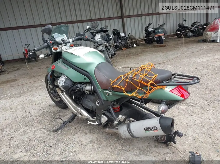 2012 Moto Guzzi Griso 1200 8V VIN: ZGULSU028CM111471 Lot: 45216371