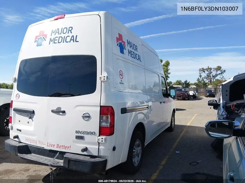 2013 Nissan Nv Cargo Nv2500 Hd S V6 VIN: 1N6BF0LY3DN103007 Lot: 45179924