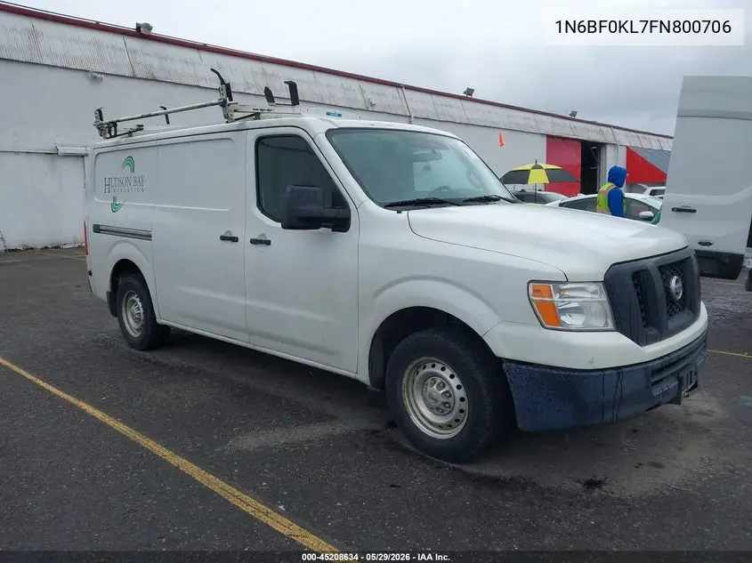 2015 Nissan Nv Cargo Nv1500 S V6 VIN: 1N6BF0KL7FN800706 Lot: 45208634